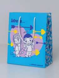 Пакет подарочный "Love is", синий (18*22,7*10)