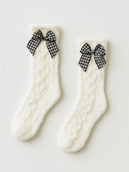 Носки iLikeGift «Bow and braids», white, мужские/женские евро размер 37-41 