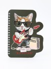 Блокнот на спирали (B6) "Cat guitar", green (13*18)
