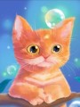 Алмазная мозаика "Рыжий кот с пузырями", 15х20 см