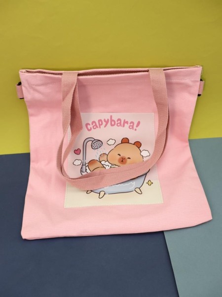 Сумка шоппер "Capybara in the bath", pink 