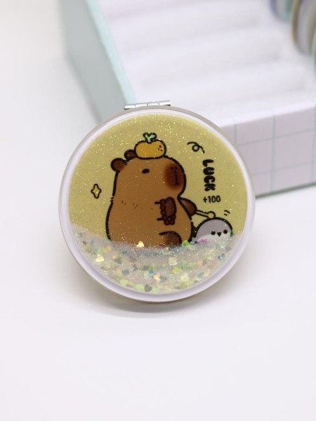 Зеркало шейкер раскладное "Capybara", жёлтое, 7*7 см 