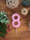 Свеча для торта "Pink glow" цифра 8, (6 см)