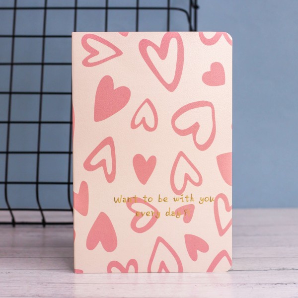 Тетрадь (A5) "Pink hearts chaotic", (13.5*20.5) 