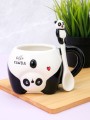 Кружка керамическая с ложкой «Funny panda», black (450 мл)