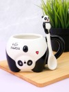 Кружка керамическая с ложкой «Funny panda», black (450 мл)