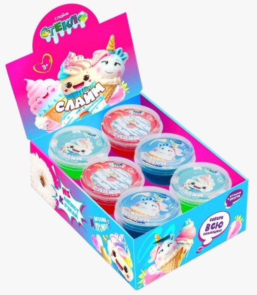 Шоу-бокс Слайм "Стекло", Десертная серия, 6 банок (50 гр) 
