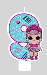 Парафиновая свеча в торт "LOL. Цифра 9 , с героем"