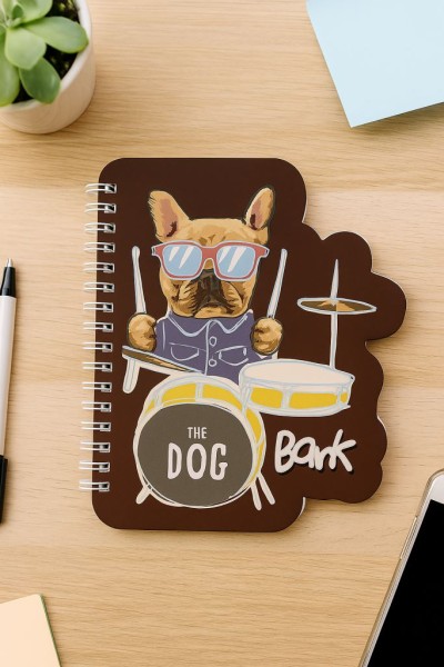 Блокнот на спирали (B6) "Dog drummer", brown (13*18) 