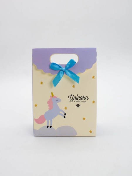 Пакет подарочный (XS) "Lovely unicorn", yellow (12x6x16) 