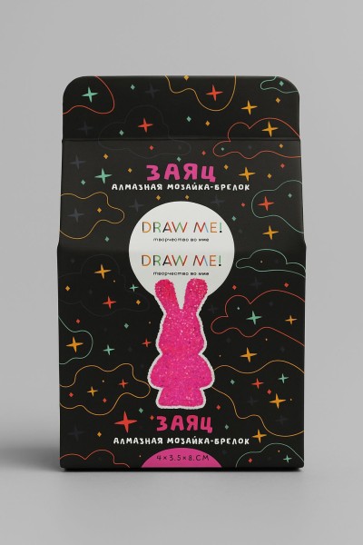 Алмазная мозаика на брелоке Draw Me! «Fuchsia hare», (4*3.5*8 см) 