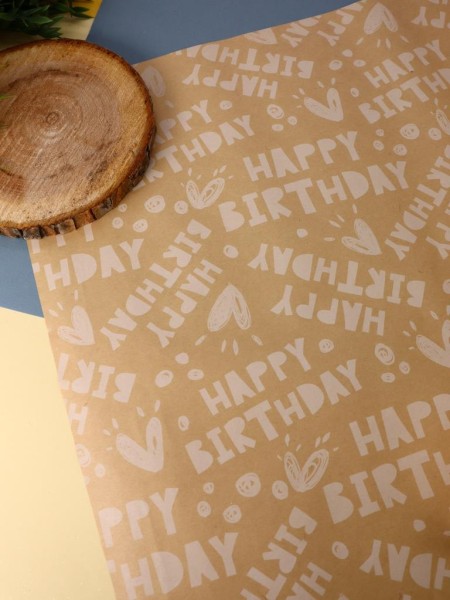 Упаковочная бумага «Happy birthday», white (50*70 см) 
