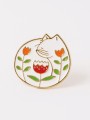 Значок металлический iLikeGift "Cat with flowers"