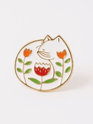 Значок металлический iLikeGift "Cat with flowers"
