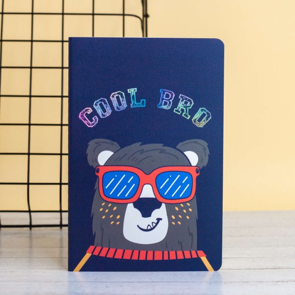 Тетрадь (A5) "Cool bro bear", blue (13.5*20.5) 