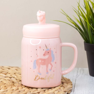 Кружка "Drancing unicorn beautiful", pink (460 ml)