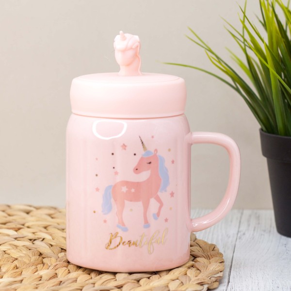 Кружка "Drancing unicorn beautiful", pink (460 ml) 