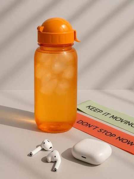 Бутылка "Classic" с трубочкой, orange (400 ml) 