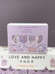 Набор декоративного скотча 4 шт. "Love and happy", purple (1.5см*2м)