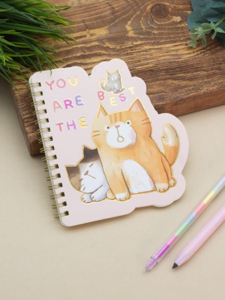 Блокнот на спирали (B6) "Cat you are the best", pink (13*18) 