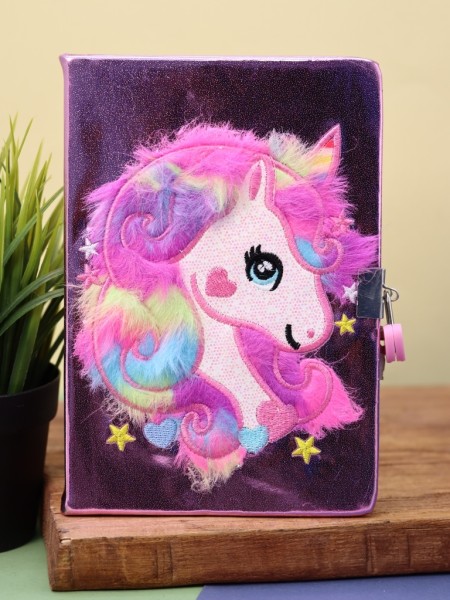 Блокнот плюшевый "Beautiful unicorn", purple, 21х15 см, плотность 80 гр. 