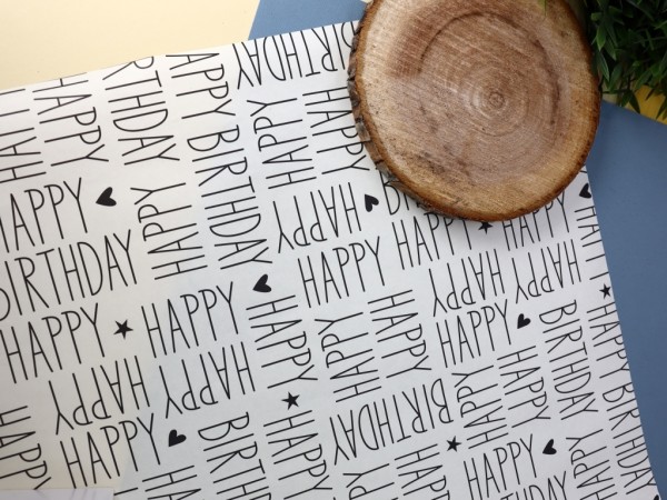 Упаковочная бумага «Happy birthday», grey (50*70 см) 