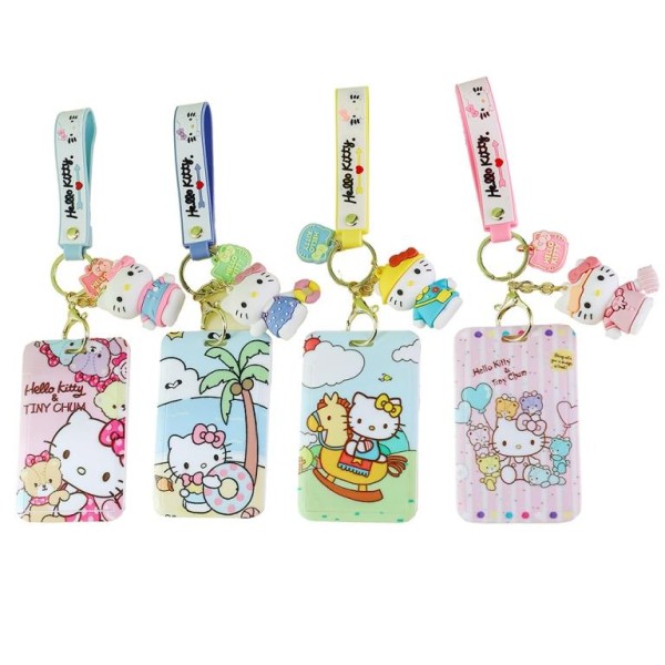 Бейдж на карабине с брелоком "Hello Kitty", ABS (7*11 см), mix 