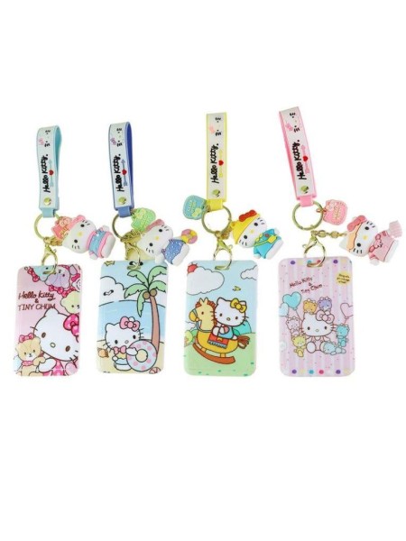 Бейдж на карабине с брелоком "Hello Kitty", ABS (7*11 см), mix 