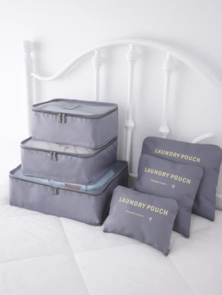 Набор органайзеров для путешествий 6 шт. "Laundry pouch", grey 