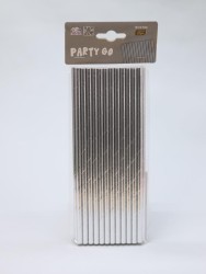Трубочки одноразовые для напитков 25 шт. "Party go", silver (197 мм)