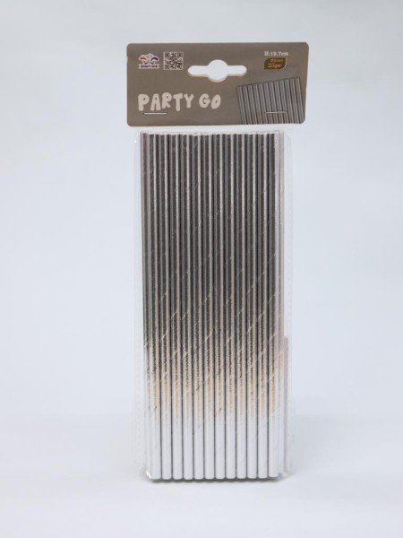 Трубочки одноразовые для напитков 25 шт. "Party go", silver (197 мм) 