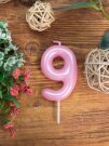 Свеча для торта "Pink glow" цифра 9, (6 см)