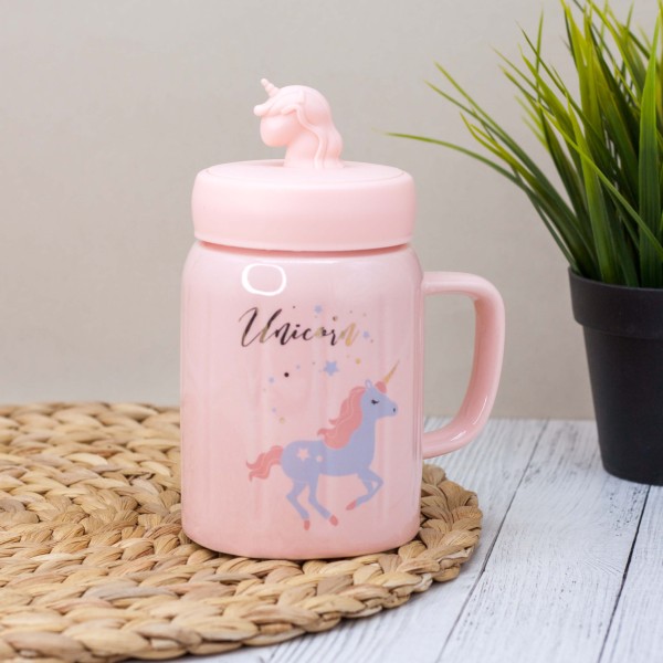 Кружка "Drancing unicorn air", pink (460 ml) 