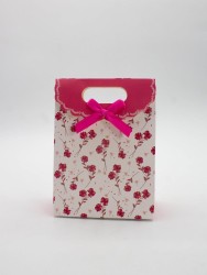 Пакет подарочный (XS) "Many flowers", red  (12x6x16)