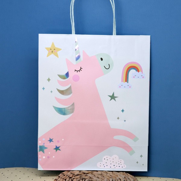 Пакет подарочный (M) «Magic unicorn», green (26*32*12) 
