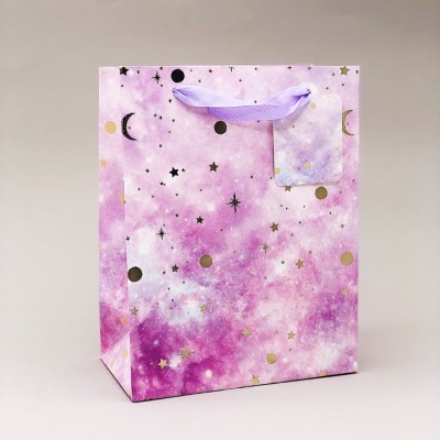 Пакет подарочный (S) "Starry sky", purple