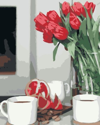 Картина по номерам Тюльпаны и грейпфрут