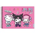 Альбом для рисования А4 "Hello Kitty and friends", 40 л, на гребне, мелов. обложка 235 гр/м2
