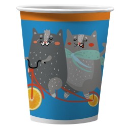 Набор бумажных стаканов 6 шт. "Кот на вело-апельсине", в т/у пленке, 250 мл