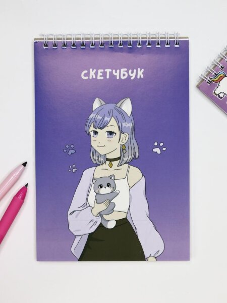 Скетчбук Аниме «Cute cat Girl», 14х20 см, плотность 100 гр 