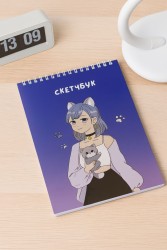 Скетчбук Аниме «Cute cat Girl», 14х20 см, плотность 100 гр