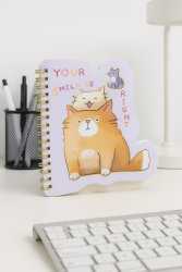 Блокнот на спирали (B6) "Cat your smile is so bright", purple (13*18)