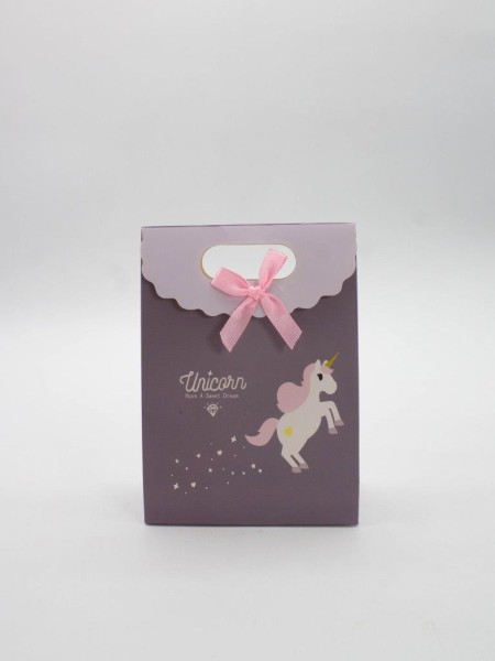 Пакет подарочный (XS) "Lovely unicorn", brown (12x6x16) 