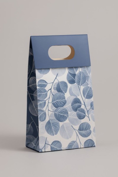 Пакет подарочный «Delicate flowers», blue (12*20*6) 