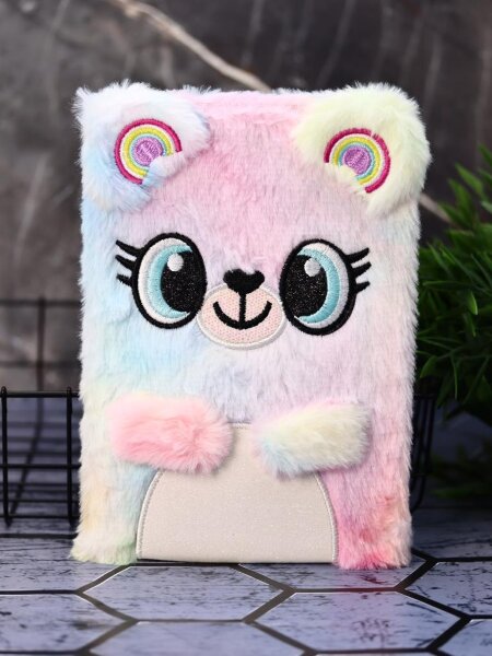 Блокнот плюшевый «Happy mouse», rainbow, 21 х 15 см, плотность 80 гр. 