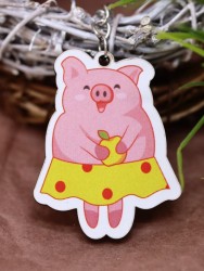 Брелок ECO из дерева «Piggy skirt»