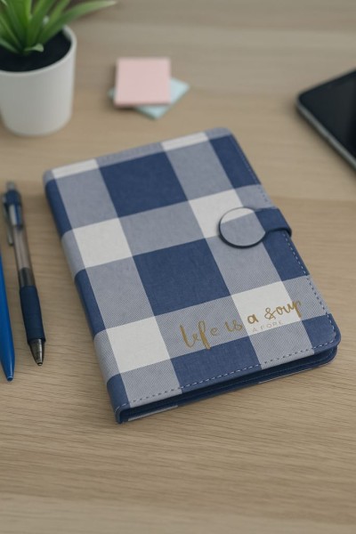 Блокнот (B6) "Life is a joy, plaid",blue (18.5*13) 