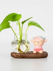 Гидропонная ваза на подставке "Sitting deer", brown