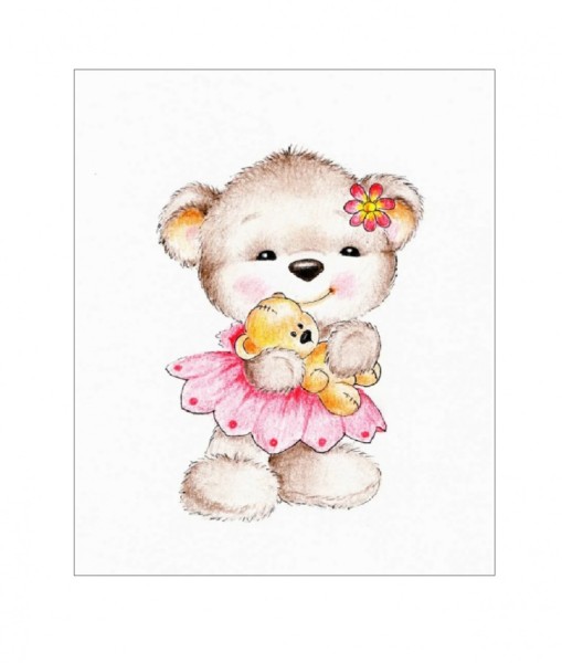 Алмазная мозаика картина стразами "Мишка с игрушкой", 15х20 см 