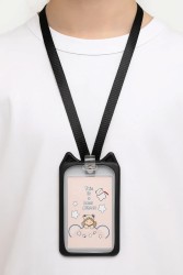Футляр для карт на ленте "Bear planet", black